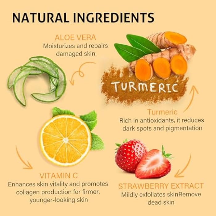 RIHAKO Turmeric Vitamin C Face Scrub-Turmeric Microdermabrasion Exfoliating Facial Scrub Vitamin C Face Exfoliator - Image 4