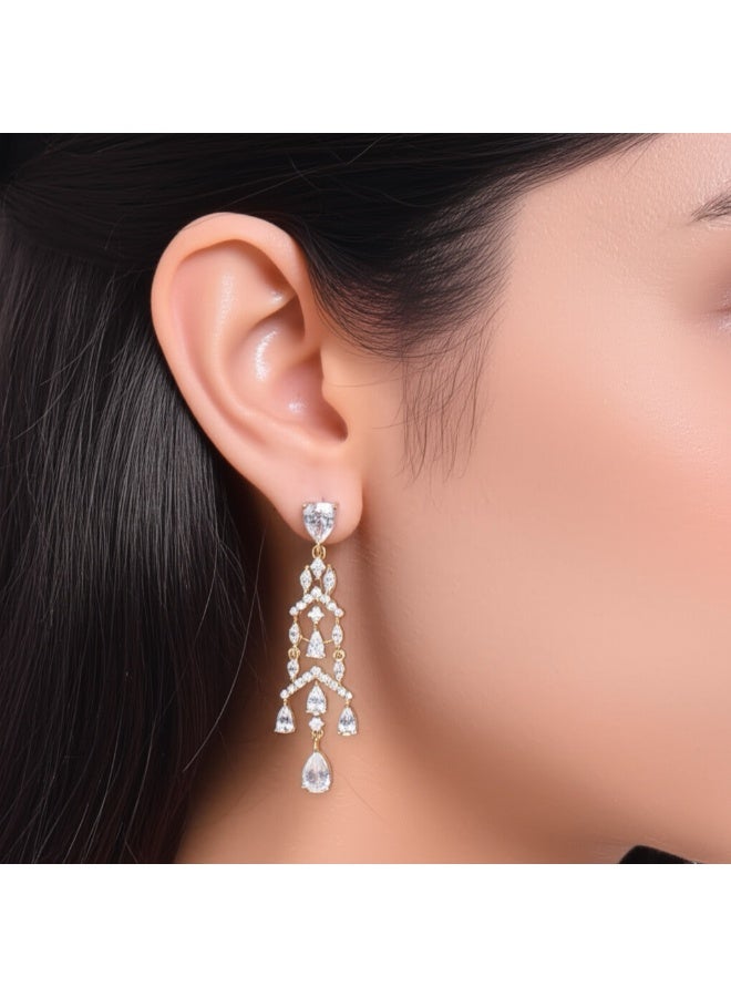Pretty Precious أقراط دراسات الماس الأمريكية الأنيقة للنساء | مجوهرات حجر CZ المتلألئة | للارتداء اليومي وحفلات السهرة - Image 1