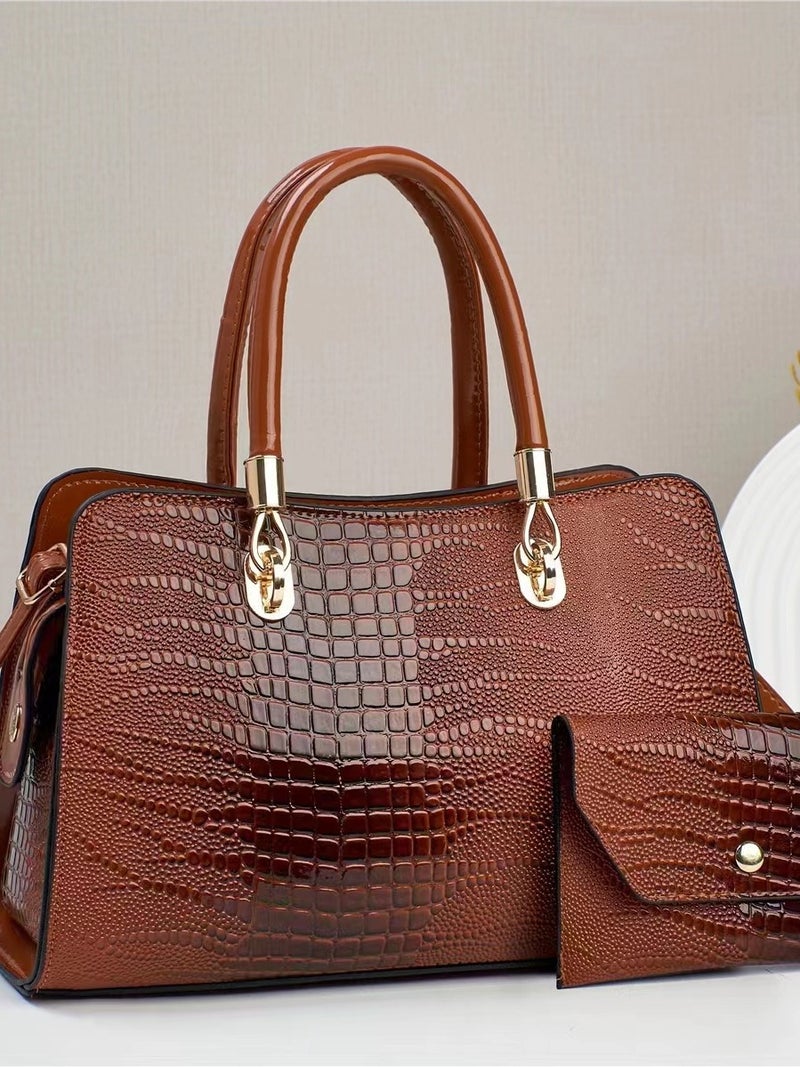 Bag Women'S 2023 New Crossbody Bag Large Capacity Mother And Mother All-Match Crocodile Pattern Middle-Aged Mother Bag Handbag - Image 4