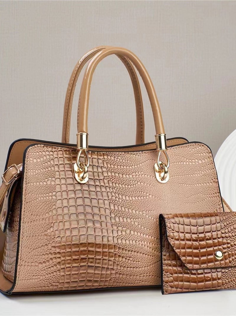 Bag Women'S 2023 New Crossbody Bag Large Capacity Mother And Mother All-Match Crocodile Pattern Middle-Aged Mother Bag Handbag - Image 3