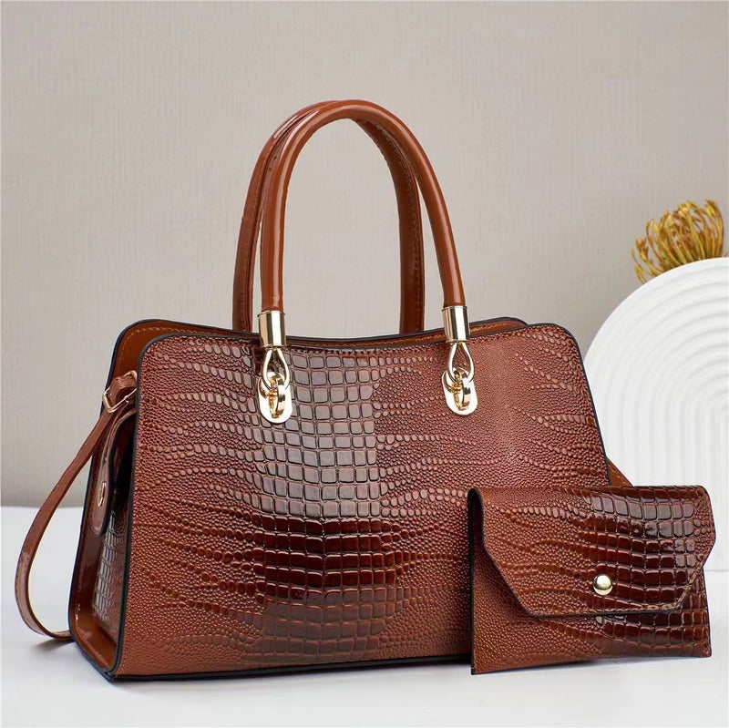 Bag Women'S 2023 New Crossbody Bag Large Capacity Mother And Mother All-Match Crocodile Pattern Middle-Aged Mother Bag Handbag - Image 1