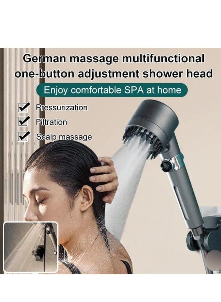 NEW German Multifunctional Massage Shower Head Set – High Pressure Handheld Shower with Skin Beauty Features (Gray) - Image 3