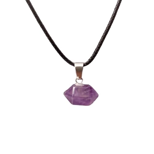 THE MEN THING AMETHYST - Natural Crystal Pendant with 19inch Leather Rope Chain for Men & Boys - Image 1