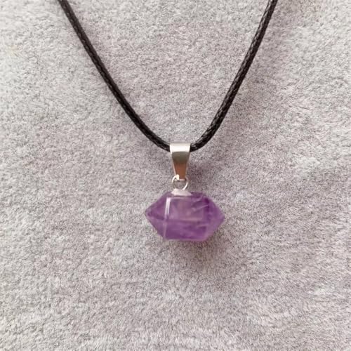 THE MEN THING AMETHYST - Natural Crystal Pendant with 19inch Leather Rope Chain for Men & Boys - Image 2