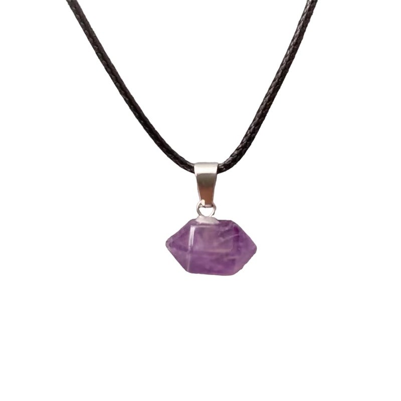 THE MEN THING AMETHYST - Natural Crystal Pendant with 19inch Leather Rope Chain for Men & Boys - Image 5