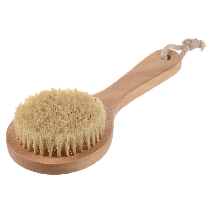 Long Handle Wooden Body Brush For Dry Brushing And Skin Detox - Image 3