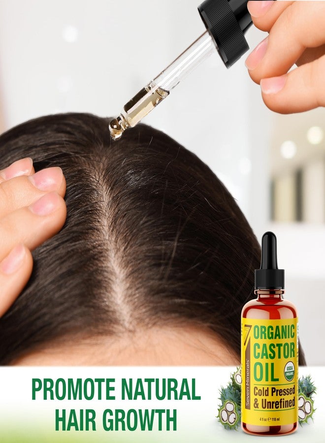 Seven Minerals 4oz Organic Castor Oil for Eyelashes, Eyebrows, Face & Hair Growth - Glass Bottle, Cold Pressed & Hexane Free - 100% Pure - Hydrates & Boosts Natural Hair, Ordinary Lash & Brow Growth - Image 5