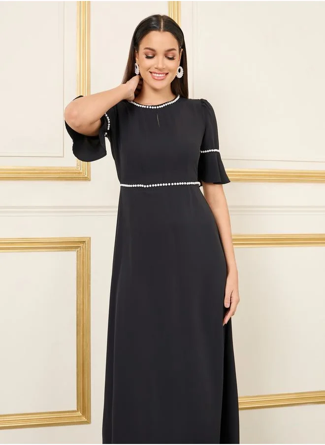 ستايلي Pearl Detail A-Line Maxi Dress