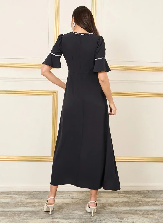 ستايلي Pearl Trim A-Line Dress
