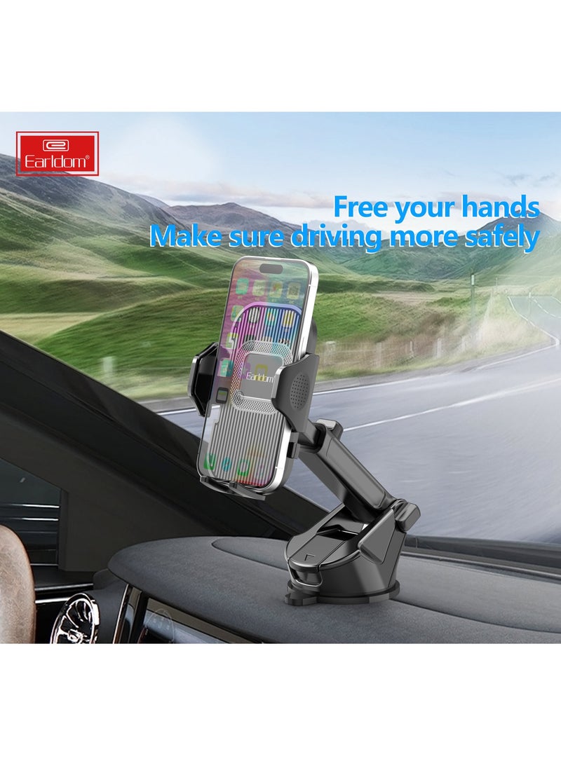 Earldom - Earldom EH270 Car Phone Holder – 360° Rotation – Strong Suction for Windshield or Dashboard – Black - Image 1