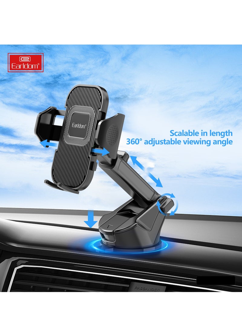 Earldom - Earldom EH270 Car Phone Holder – 360° Rotation – Strong Suction for Windshield or Dashboard – Black - Image 1