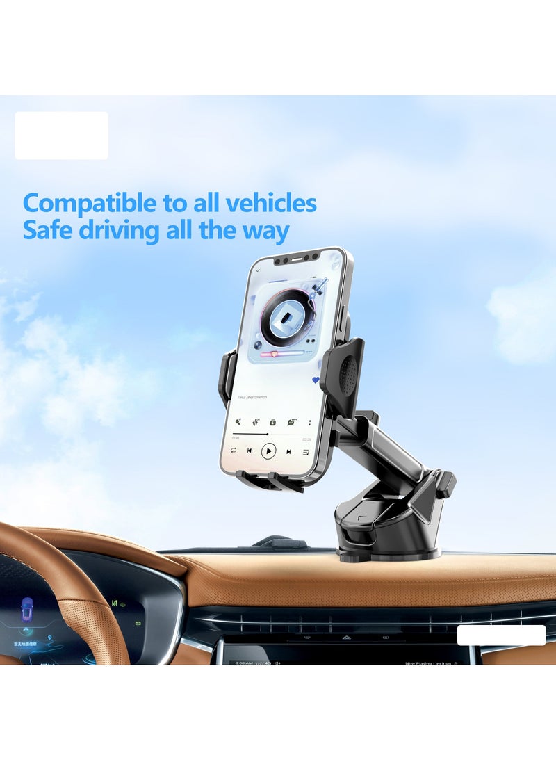 Earldom - Earldom EH270 Car Phone Holder – 360° Rotation – Strong Suction for Windshield or Dashboard – Black - Image 1