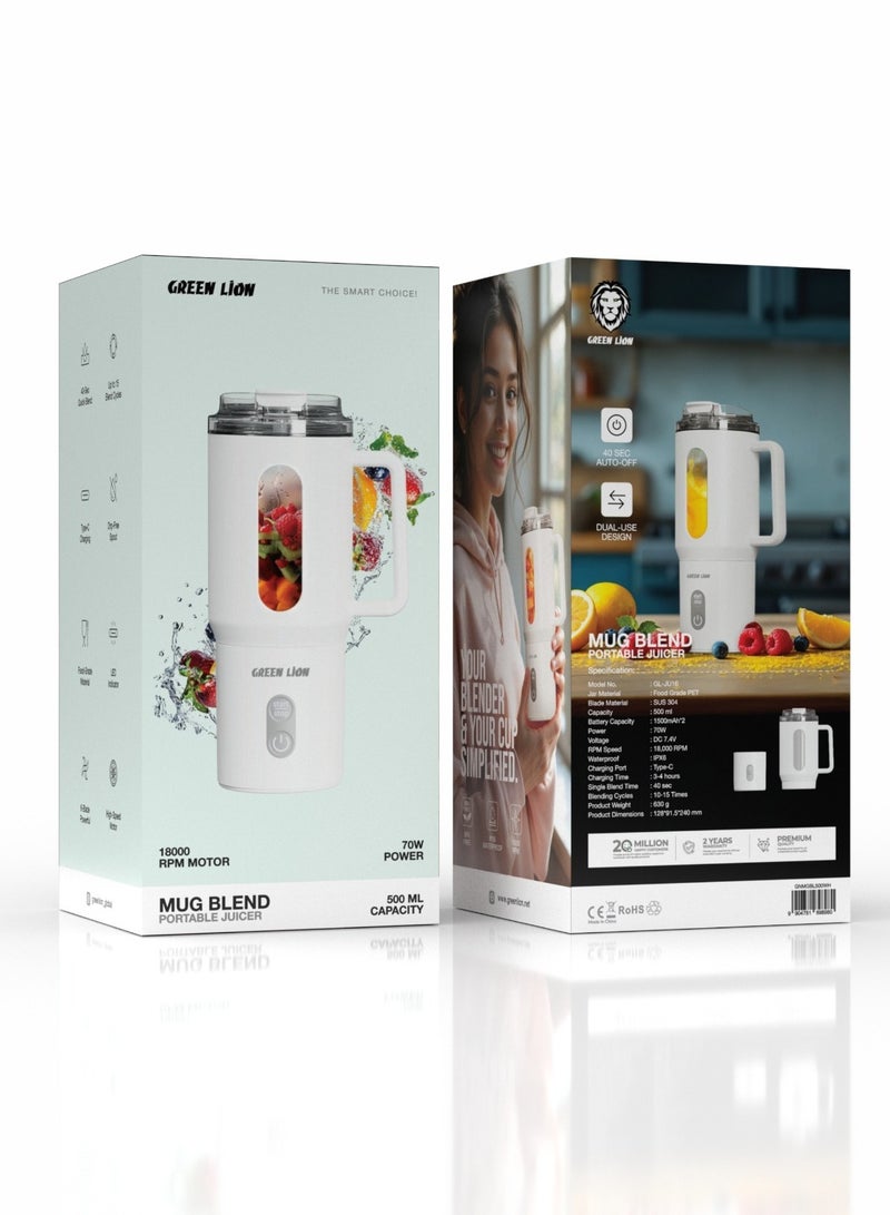 GREEN LION Mug Blend Portable Juicer 500ml / Dual-Use Design ,Mug & Juicer/ 6 Powerful Blades Juicer for Healthy Drinks/ Drip-Free / Portable Juicer & Mug / Powerful Blender for Travel, Gym, Outdoor - Black - Image 4