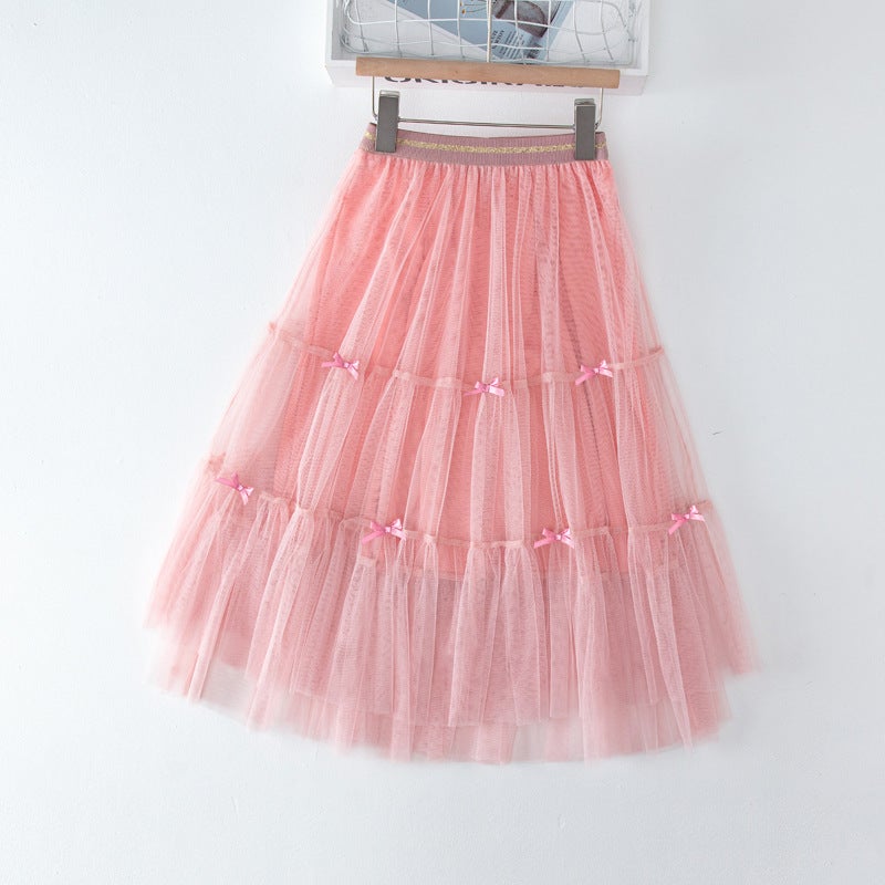 Girls' Skirt 2024 New Children'S Korean-Style High Waist All-Match Mesh Princess Mid-Length Gauze Skirt Cake Skirt - Image 4