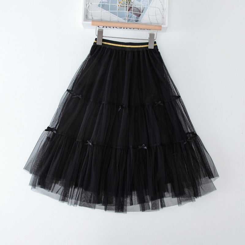 Girls' Skirt 2024 New Children'S Korean-Style High Waist All-Match Mesh Princess Mid-Length Gauze Skirt Cake Skirt - Image 5