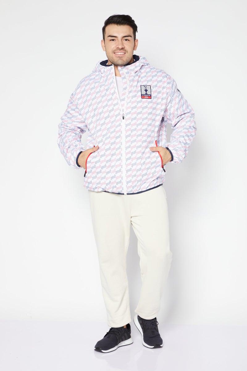 North Sails By Prada Men Brand Logo Windbreaker Jacket, White Combo  - Image 4