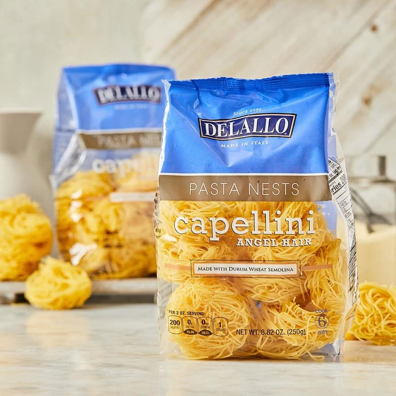 DeLallo Capellini Egg Pasta Nests - Angel Hair Long-Cut Pasta, 8.8oz Bag - Image 4