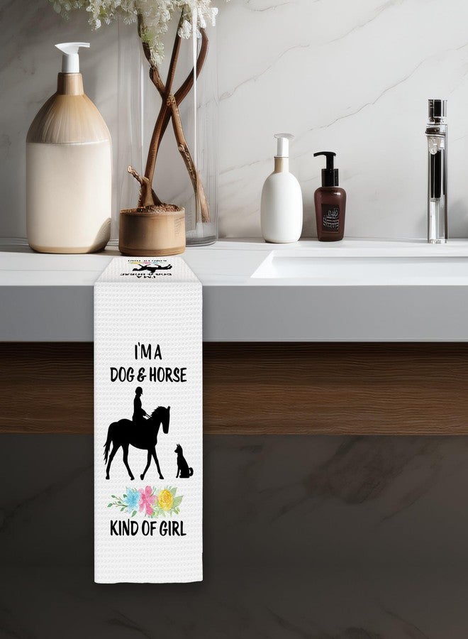 FIicy Dog Horse Lover Gifts Kitchen Towels, DogHorse Dish Towels, Dog and Horse Kind of Girl Decorative Hand Towels for Bathroom Kitchen, Gifts for DogHorse Lovers Owners Girls Women(16x24 Inch) - Image 5