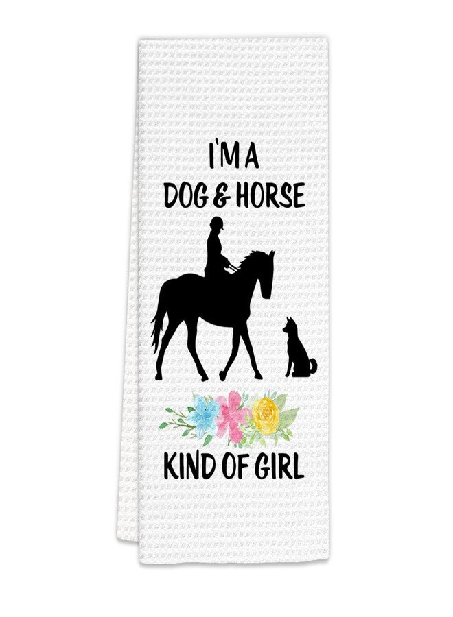 FIicy Dog Horse Lover Gifts Kitchen Towels, DogHorse Dish Towels, Dog and Horse Kind of Girl Decorative Hand Towels for Bathroom Kitchen, Gifts for DogHorse Lovers Owners Girls Women(16x24 Inch) - Image 1