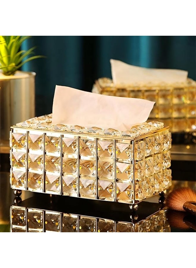 Luxury crystal tissue box – plated metal design with high-quality crystal for home and office. - Image 4