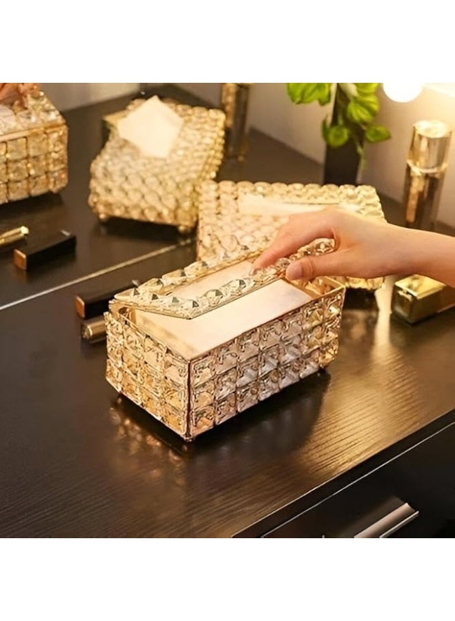 Luxury crystal tissue box – plated metal design with high-quality crystal for home and office. - Image 5