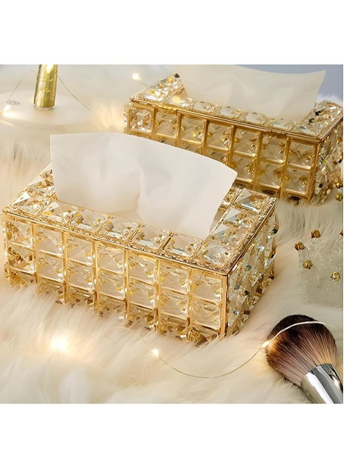 Luxury crystal tissue box – plated metal design with high-quality crystal for home and office. - Image 2