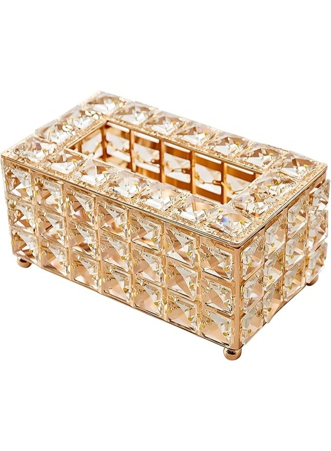 Luxury crystal tissue box – plated metal design with high-quality crystal for home and office. - Image 1