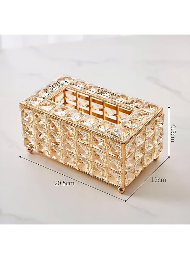 Luxury crystal tissue box – plated metal design with high-quality crystal for home and office. - Image 3