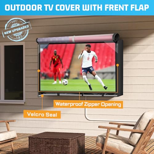 2win2buy Outdoor TV Cover 39 to 40 Inch Weatherproof Zipper Waterproof Outside TV Covers Heavy Duty 600D Oxford TV Covers Outdoor TV Screen Protectors Shield with Front Flap for Flat Screen Outdoor TVs - Image 3