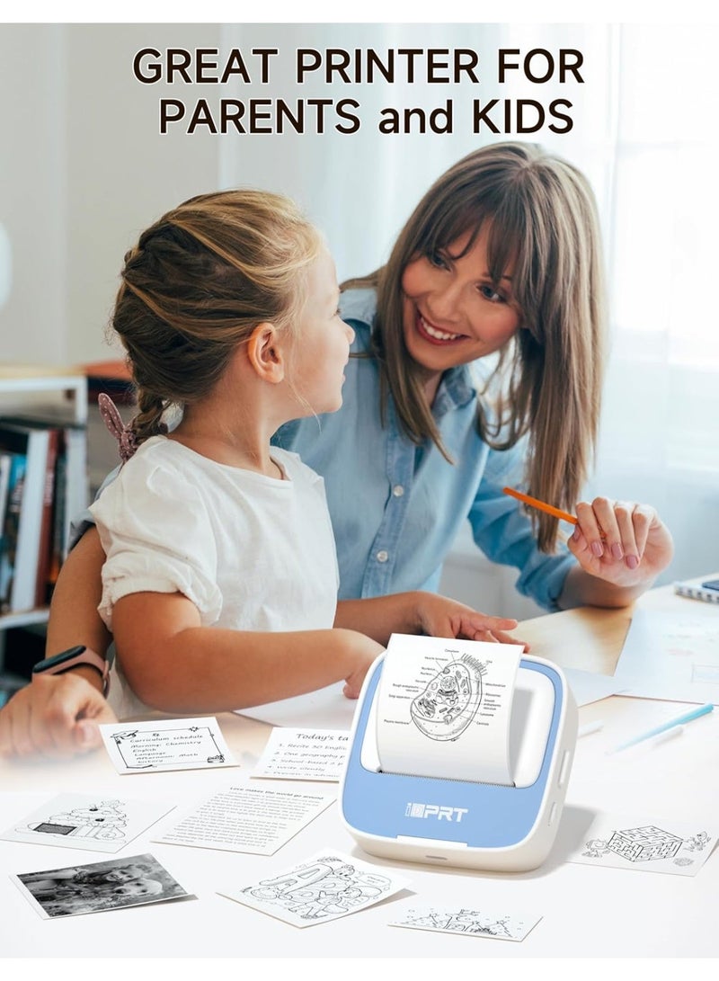 iDPRT Portable Sticker Maker Machine with 1 Roll Sticker Paper, Mini Printer Efficiently and Quickly, Thermal Printer for Study Notes, Pictures, DIY, Label, Free App with Multiple Templates,Blue - Image 3