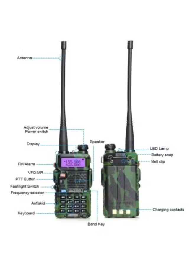 High-Power 5W FM with 128 Channels Connect Portable Communication Station Long Range Handheld Device Black - Image 4