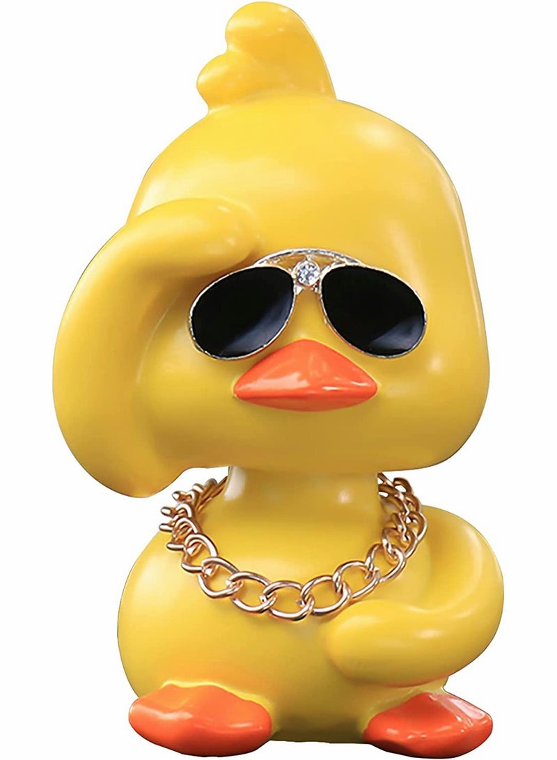 KASTWAVE Dashboard Decorations Duck Cute Yellow Duck Toy Car Ornaments Cool Duck Car Dashboard Decorations Shaking Head Doll Wave Right yellow  - Image 1
