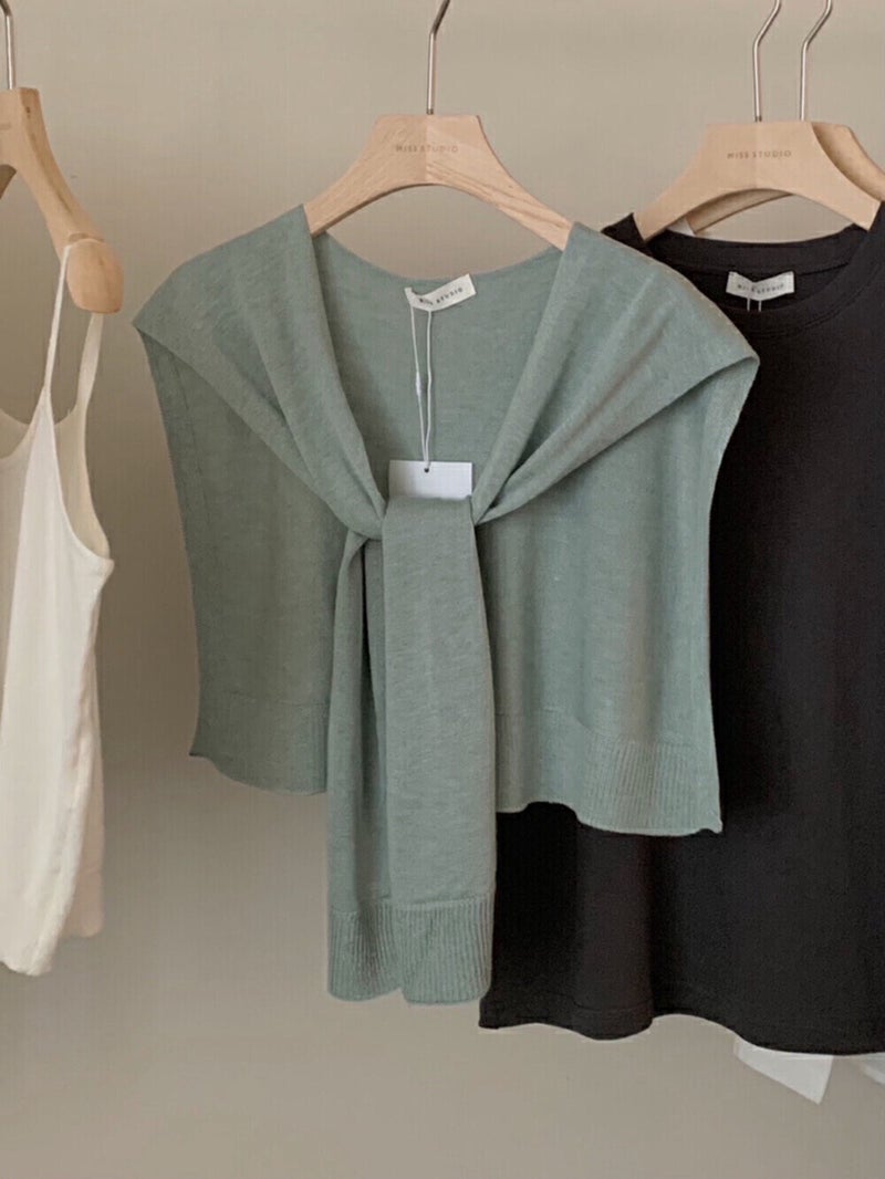 MISS STUDIO 2024 Spring Korean Knit Shawl for Women 2053 Ice Green 