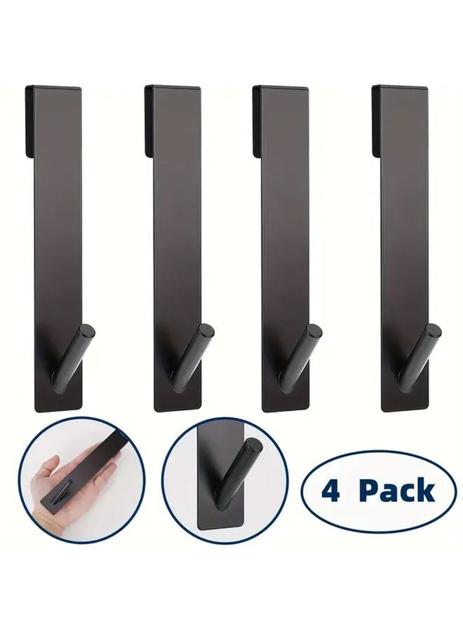 4 Pack Black Heavy Duty Stainless Steel Shower Door Hooks 50LB Load Bearing Towel Hooks - Image 1