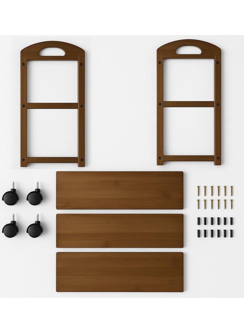 لينجوي عربة تقديم من الخيزران بعجلات وعربة مطبخ خشبية - Image 4