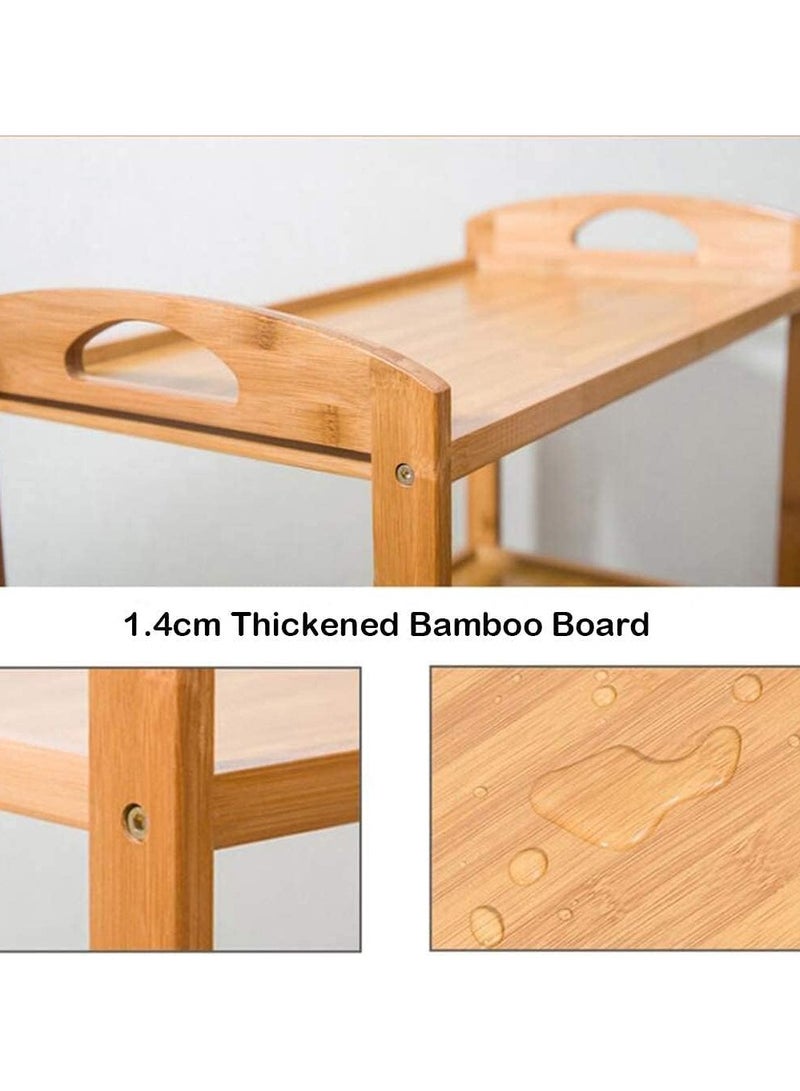 لينجوي عربة تقديم من الخيزران بعجلات وعربة مطبخ خشبية - Image 5