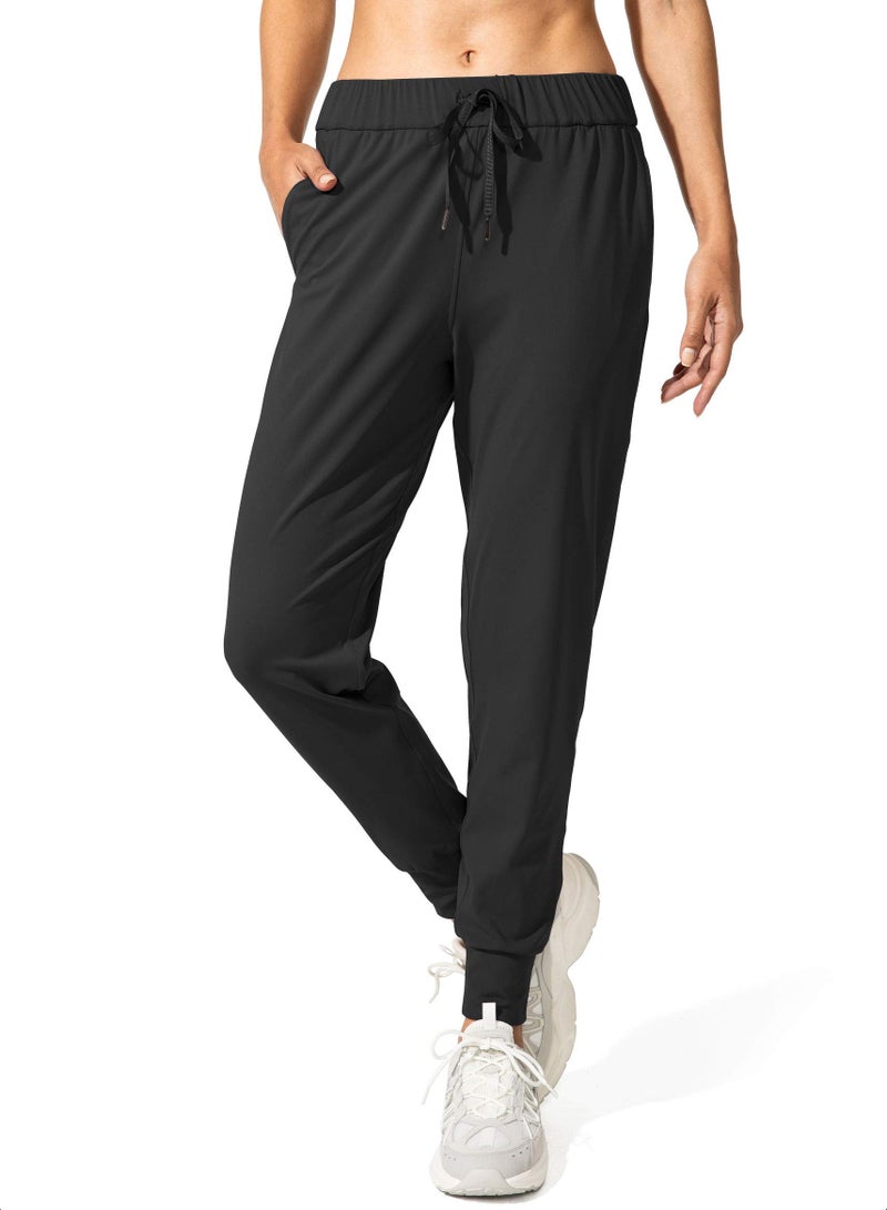 SANTINY Women's Joggers Pants Pockets Drawstring Running Sweatpants for Women Lounge Workout Jogging(Black_M) - Image 4