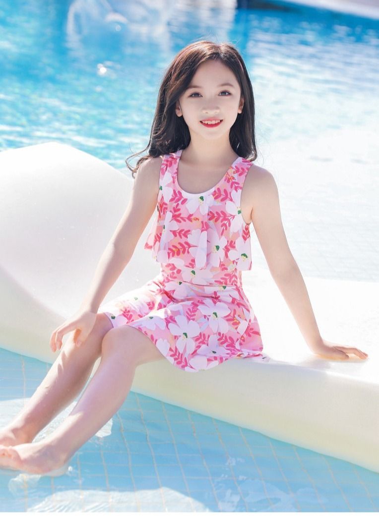 M MIAOYAN M MIAOYAN Kids Swimwear Summer Girls One Piece Swim Dress Set - Image 2