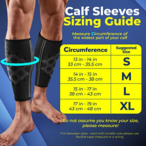 Sparthos Calf Compression Sleeve (Pair) – Leg Compression Brace for Men and Women – Shin Splint Calf Pain Relief Calves Blood Circulation Sports Support Running Walking Cycling Yoga (Black-M) - Image 5