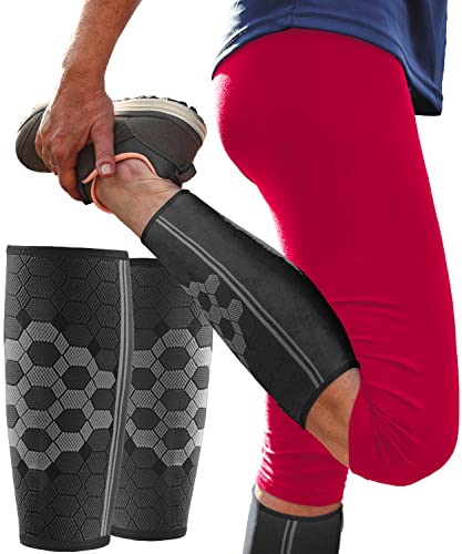 Sparthos Calf Compression Sleeve (Pair) – Leg Compression Brace for Men and Women – Shin Splint Calf Pain Relief Calves Blood Circulation Sports Support Running Walking Cycling Yoga (Black-M) - Image 4