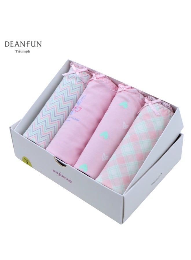 Deanfun Women's Mid-rise Cotton Sweetheart Teenage Girl Series Printed Comfortable Triangle Women's Shorts 4-pack Gift Box Cl - Image 2
