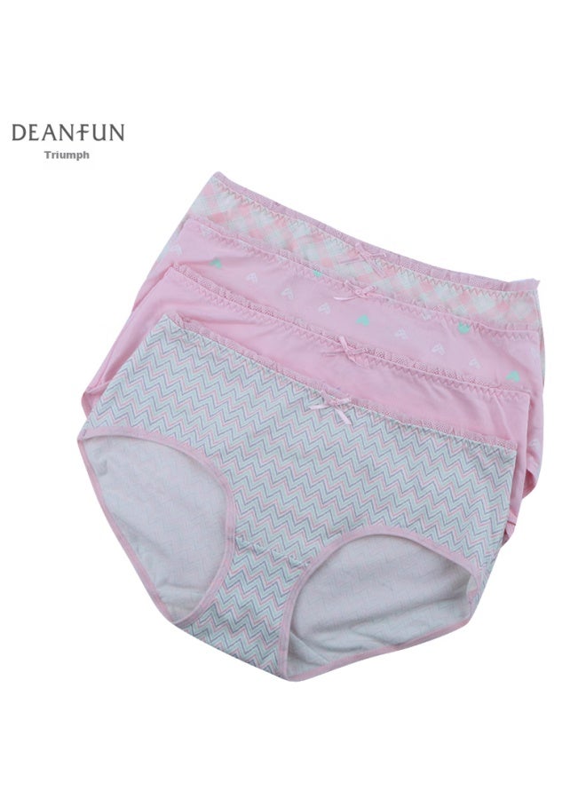 Deanfun Women's Mid-rise Cotton Sweetheart Teenage Girl Series Printed Comfortable Triangle Women's Shorts 4-pack Gift Box Cl - Image 3
