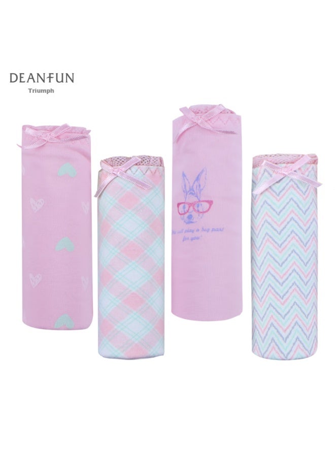 Deanfun Women's Mid-rise Cotton Sweetheart Teenage Girl Series Printed Comfortable Triangle Women's Shorts 4-pack Gift Box Cl - Image 1
