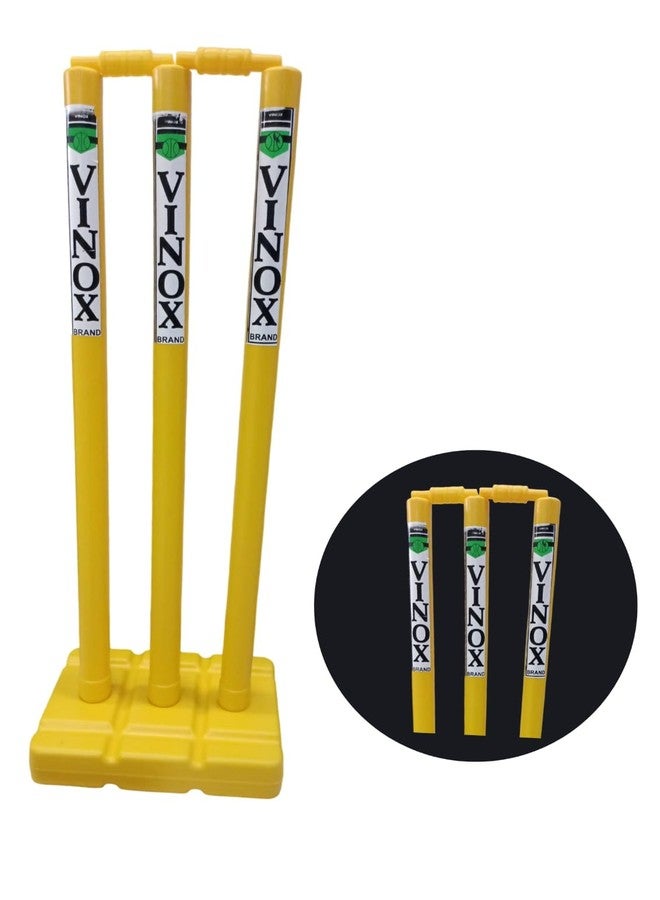 VINOX Cricket PVC Plastic Spring Back Stump Set PVC Wicket Set for Youth and Seniour (Yellow) - Image 1