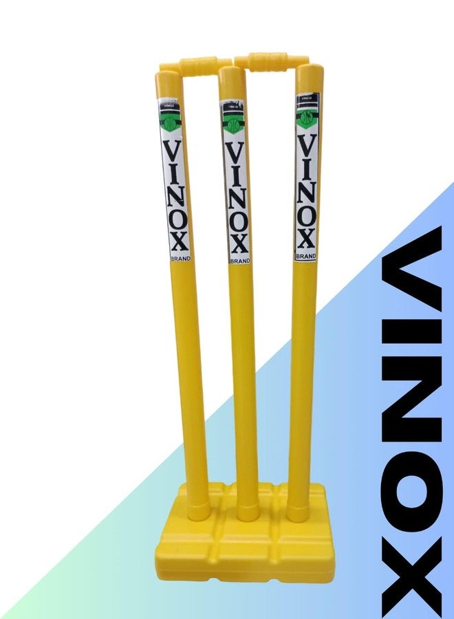 VINOX Cricket PVC Plastic Spring Back Stump Set PVC Wicket Set for Youth and Seniour (Yellow) - Image 5