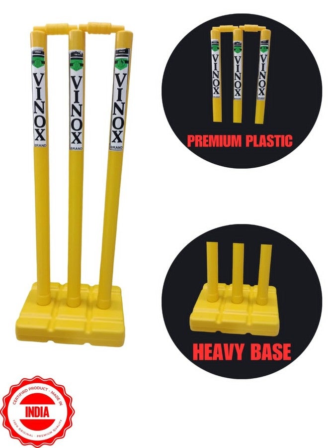 VINOX Cricket PVC Plastic Spring Back Stump Set PVC Wicket Set for Youth and Seniour (Yellow) - Image 3