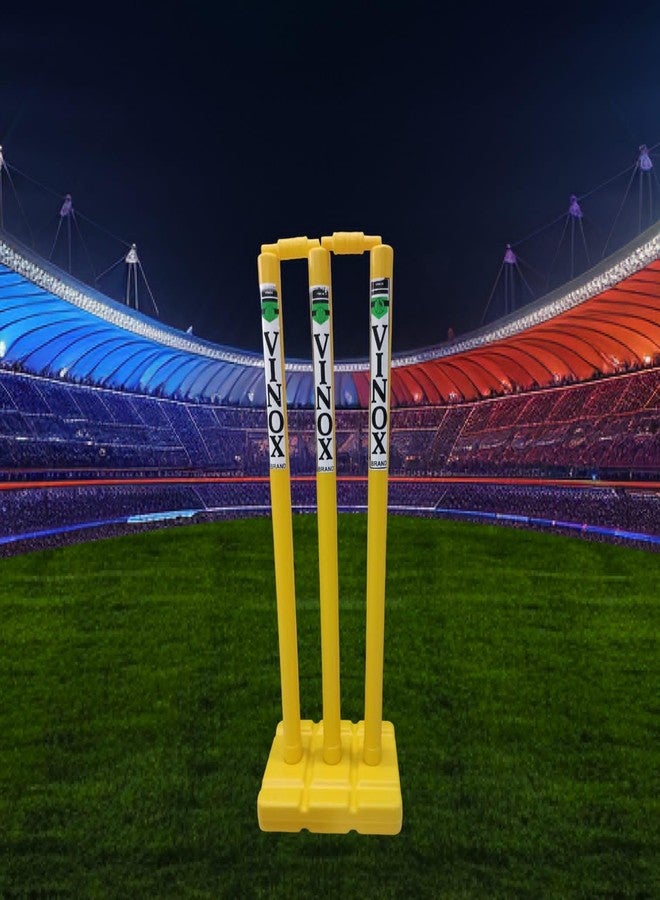 VINOX Cricket PVC Plastic Spring Back Stump Set PVC Wicket Set for Youth and Seniour (Yellow) - Image 2