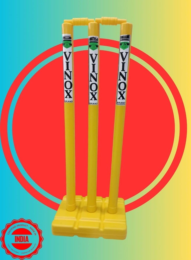 VINOX Cricket PVC Plastic Spring Back Stump Set PVC Wicket Set for Youth and Seniour (Yellow) - Image 4