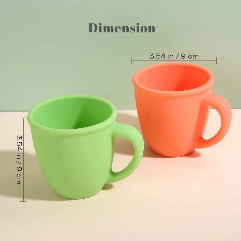 Vemolea 2 Pack 11 Ounce Silicone Training Cups for Baby and Kid, Toddler Learning Cup with Handles, BPA Free, Microwave & Dishwasher (Strawberry Red & Fruit Green) - Image 2