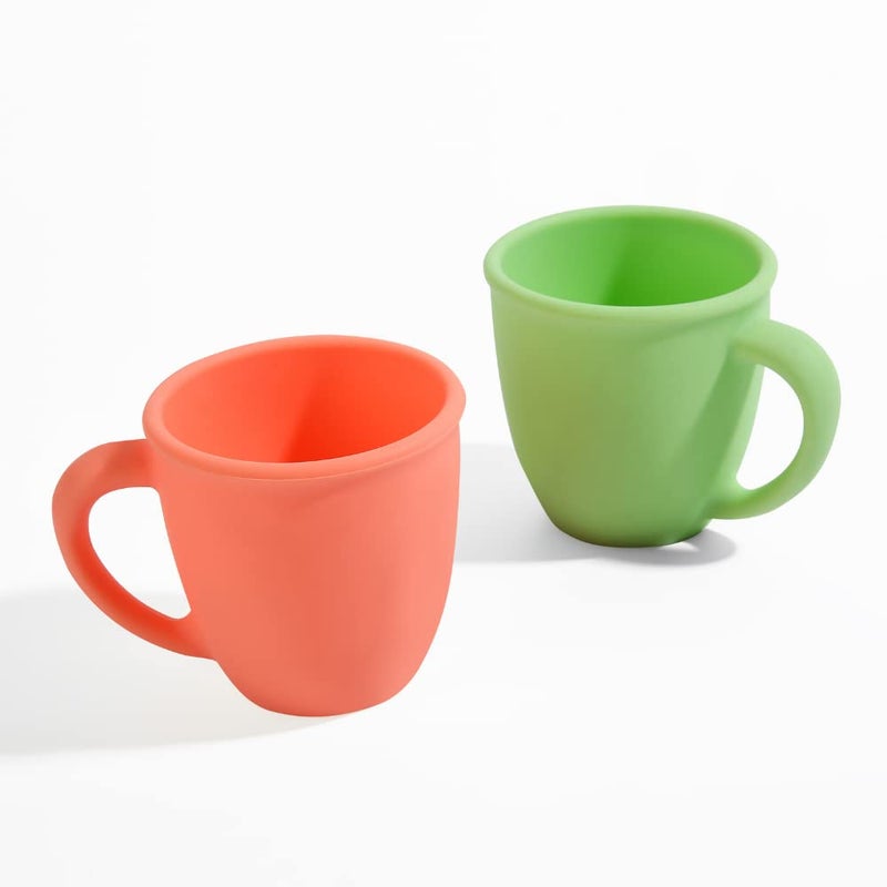 Vemolea 2 Pack 11 Ounce Silicone Training Cups for Baby and Kid, Toddler Learning Cup with Handles, BPA Free, Microwave & Dishwasher (Strawberry Red & Fruit Green) - Image 1
